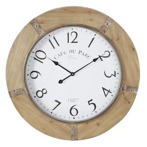32 in. x 32 in. Brown Wood Wall Clock