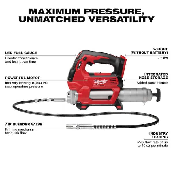 Milwaukee M18 18V Lithium-Ion Cordless Grease Gun 2-Speed with (2 