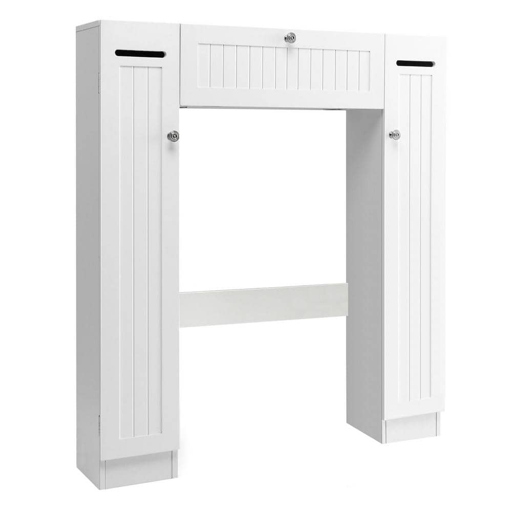 ANGELES HOME 34 in. W x 39 in. H x 7.5 in. D White Wood OvertheToilet