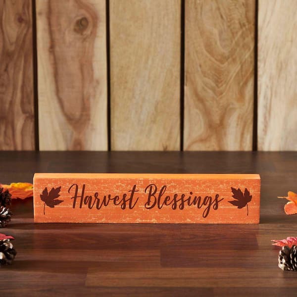 Harvest Blessings 2.75 in. x 13 in. Fall Leaves MDF Wall Art