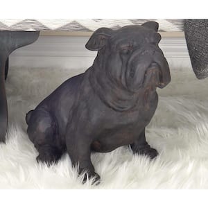 Black Polystone Bull Dog Sculpture