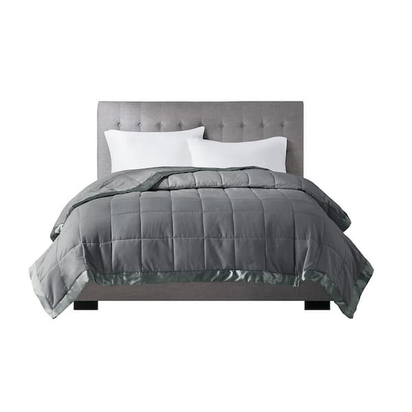 Vsmile 90 in. W x 108 in. H Charcoal Oversized Throw Blanket with Satin Trim, Soft and Cozy