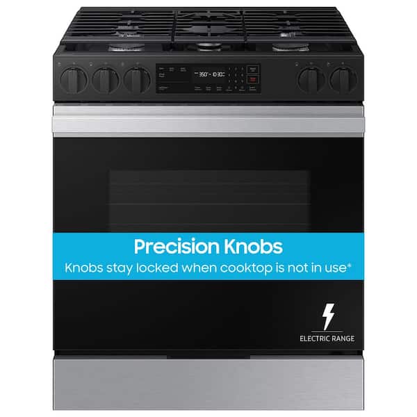 Bespoke 30 in. 5-Burner Smart Slide-In Gas Range in Stainless Steel with Precision Knobs