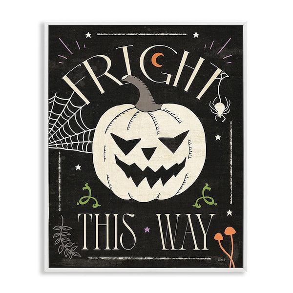 Stupell Industries Fright This Way Phrase by Veronique Charron 1 Piece Framed Graphic Print Typography Poster Art Print 30 in. x 24 in.