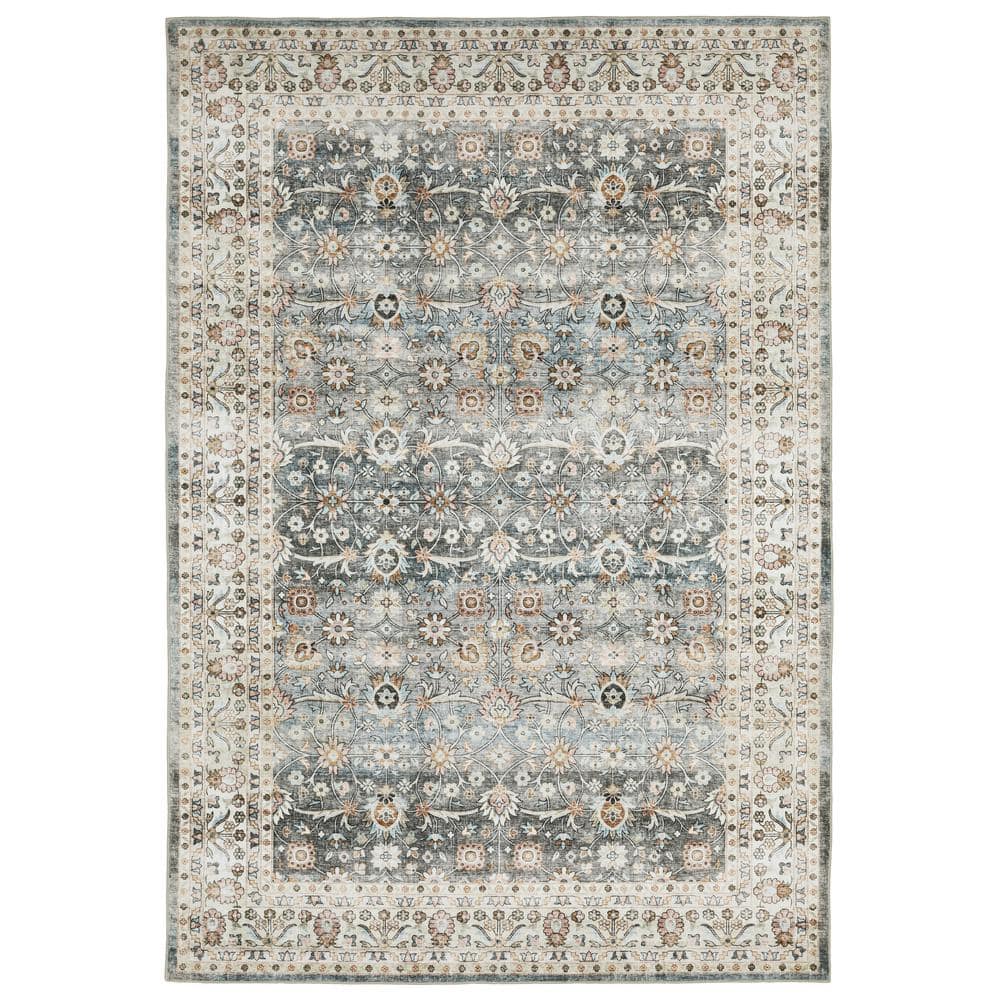 AVERLEY HOME Summit Gray/Ivory 5 ft. x 7 ft. Traditional Oriental ...