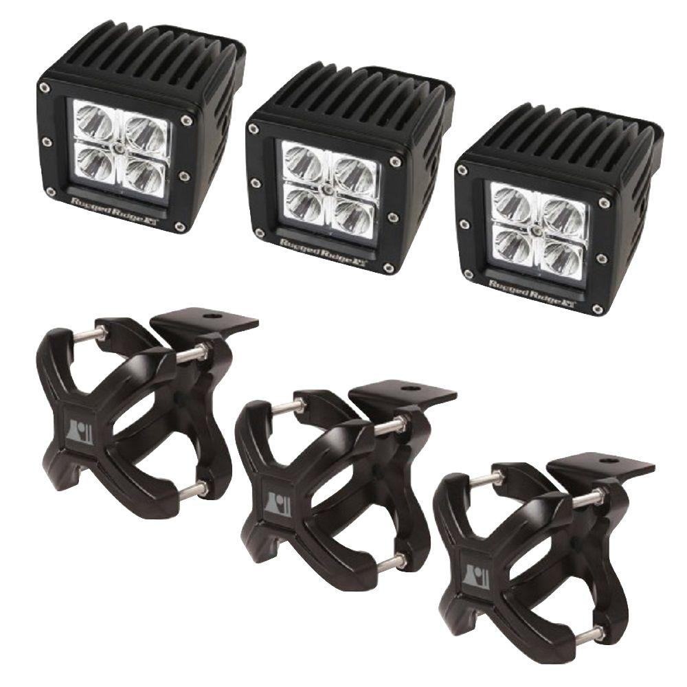 2.25 in. to 3 in. X-Clamp Light Mount and 3 in. Square LED Light Kit (3-Pack)
