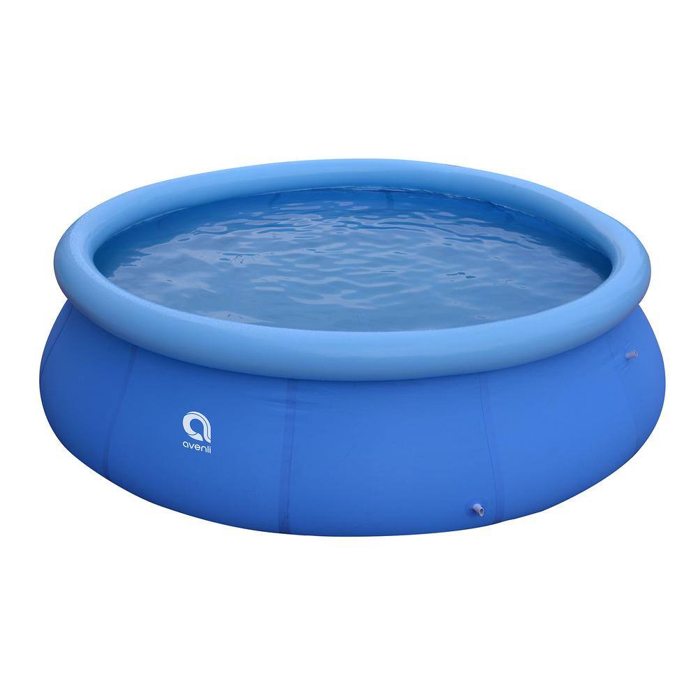 12 ft Blue Round Inflatable Above Ground Pool with Pump and Filter