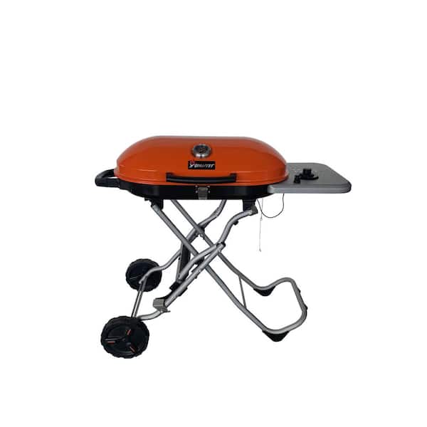348 Sq. in. Portable Propane Grill Folding Orange Camp Grill with 15000 BTU