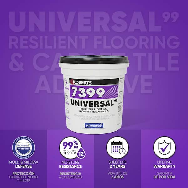 1 Gal. (4 qt.) 8-10 Hour Dry Time Universal Resilient Flooring and Carpet Tile Floor Adhesive in Off White