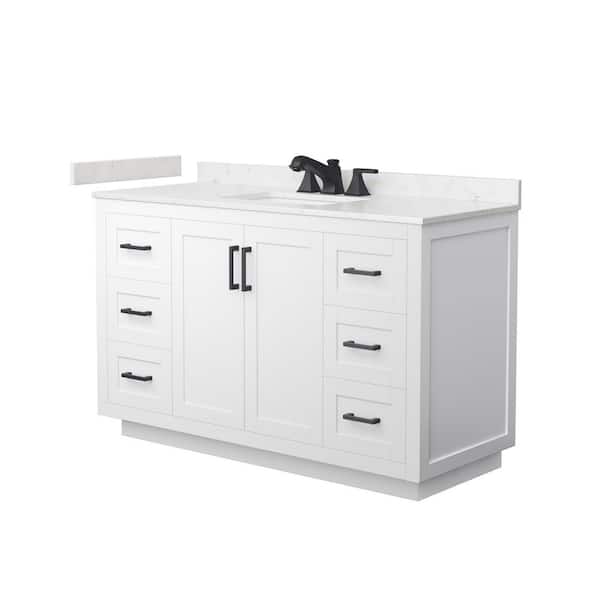 Miranda 54 in. Single Freestanding White Bath Vanity with Carrara Cultured Marble Top Assembled