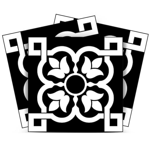 MI ALMA Black and White B2 4 in. x 4 in. Vinyl Peel and Stick Tile (24 Tiles, 2.67 sq.ft./Pack)