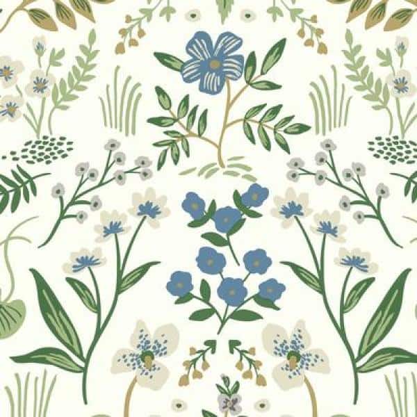 Wildwood Floral Blue/Green 27' Easy-Clean Removable Wallpaper