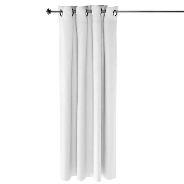 Furinno White Solid Grommet Room Darkening Curtain - 52 in. W x 63 in. L