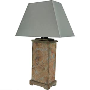 24 in. Decorative Natural Brown Indoor Outdoor Slate Table Lamp