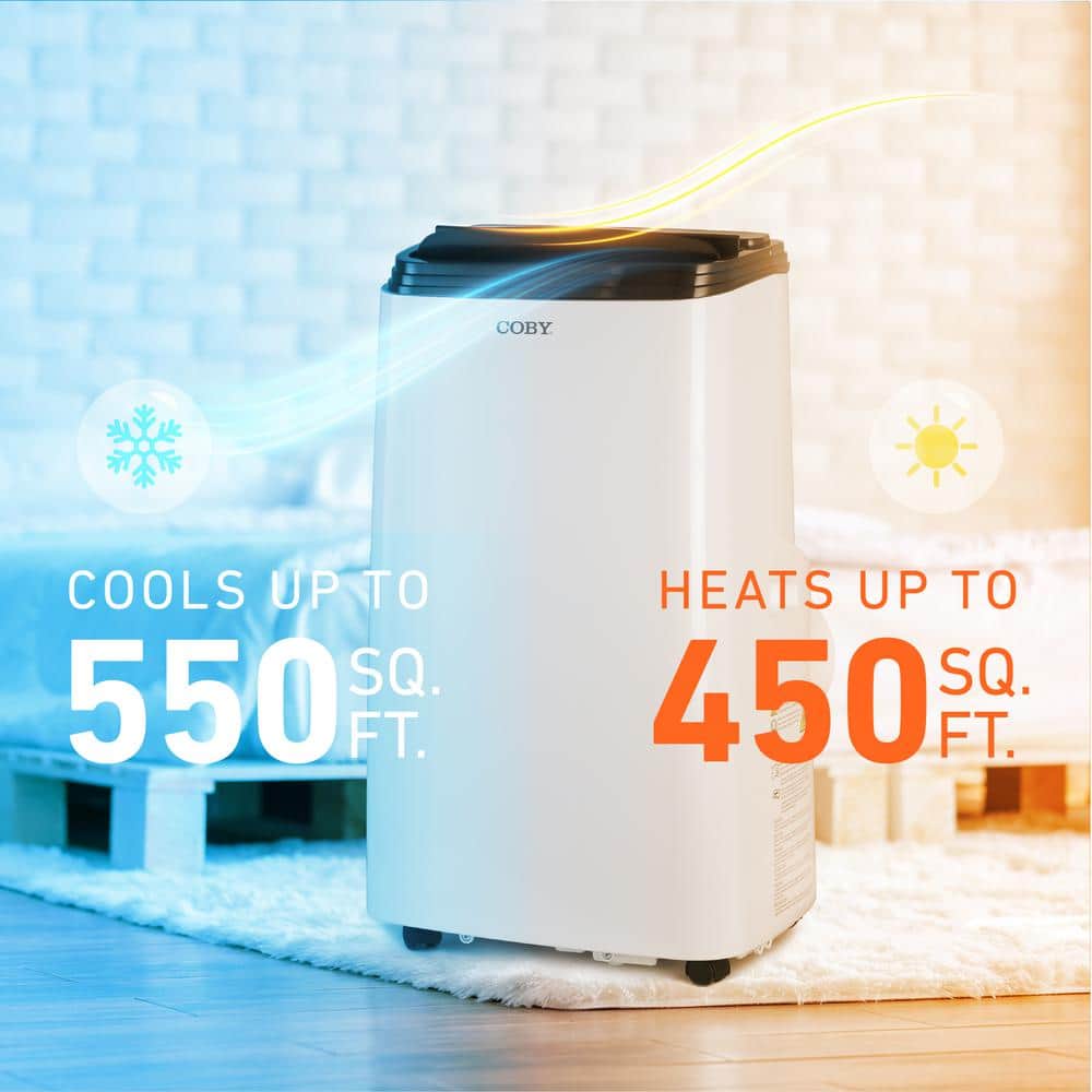 Coby 12,000 BTU White Portable Air Conditioner with Heater and Remote