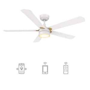 Granby 52 in. Integrated LED Indoor/Outdoor White Smart Ceiling Fan with Light and Remote, Works with Alexa/Google Home