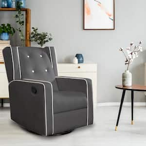 Gray, Microfiber Swivel Glider Recliner Rocker, Nursery Glider Recliner Nursery Chair, Gliding Swivel Recliner Chairs