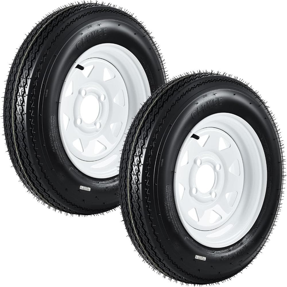 "2-Pack 4.80-12 Trailer Tires on White Rims 6PR, 4-Lug 4"" Bolt Circle & 71mm Bore for Boat, Cargo & Garden Trailers" price history on PriceWatchPro