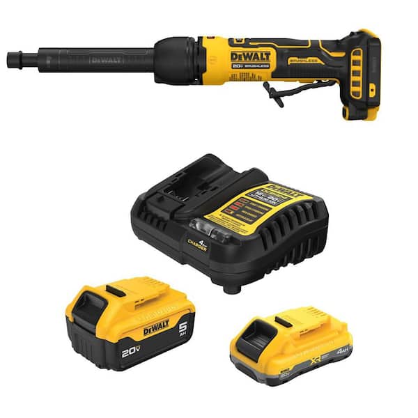 ATOMIC 20V MAX Lithium-Ion Cordless Extended Reach Die Grinder with Paddle Switch with 4 Ah, 5 Ah Batteries and Charger