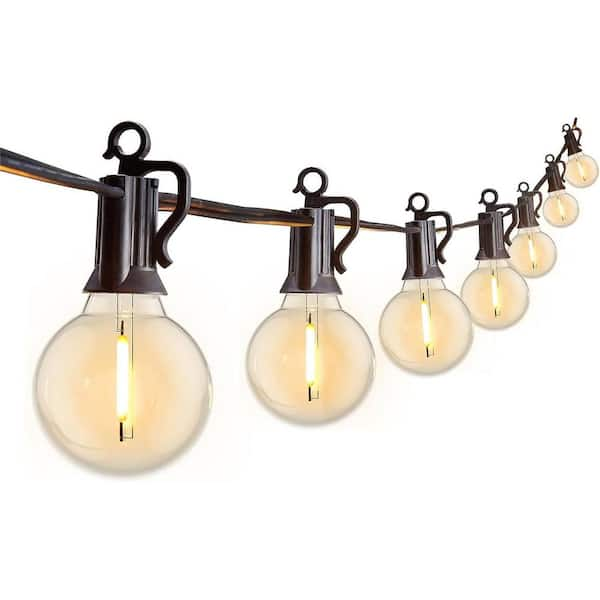 25 Socket Suspended Outdoor Commercial String Light Set, Globe Bulbs, 29 FT Black Cord w/ E12 C7 2024 Base, Weatherproof