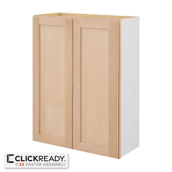 27 in. W x 12 in. D x 36 in. H Ready to Assemble Wall Kitchen Cabinet in Unfinished with CLICKREADY Technology