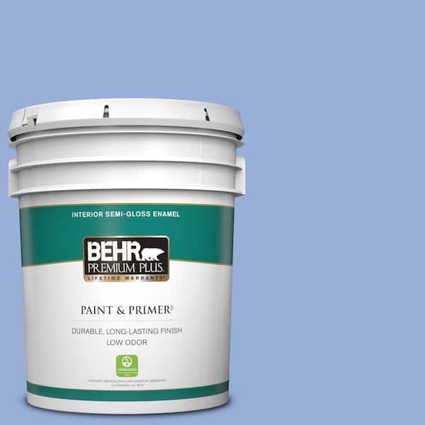 BEHR PREMIUM PLUS 5 gal. #590B-4 Anemone Semi-Gloss Enamel Low Odor Interior Paint & Primer