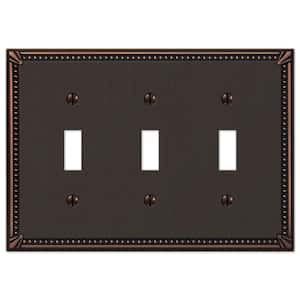 Imperial Bead 3 Gang Toggle Metal Wall Plate - Aged Bronze