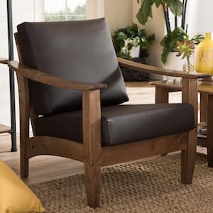 Pierce Dark Brown Faux Leather Upholstered Accent Chair