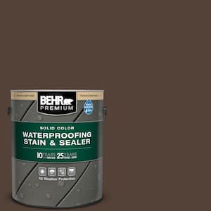 1 gal. #PFC-25 Dark Walnut Solid Color Waterproofing Exterior Wood Stain and Sealer