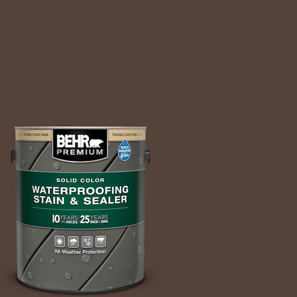 BEHR PREMIUM 1 gal. #PFC-25 Dark Walnut Solid Color Waterproofing Exterior Wood Stain and Sealer
