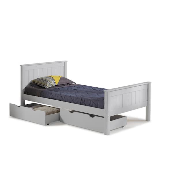 Alaterre Furniture Harmony Dove Gray Twin Bed with Storage Drawers