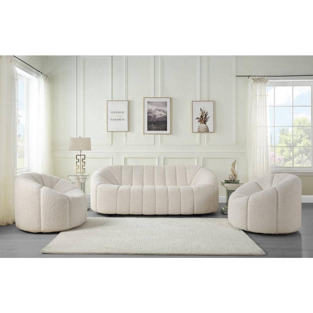 Acme Furniture Osmash White Teddy Sherpa Slipper Chair LV00230 - The Home  Depot