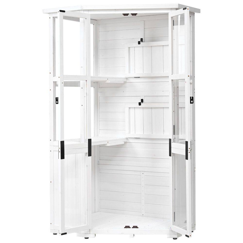 3 ft. x 1.8 ft. White Wood Garden Cabinet Outdoor Tool Storage Shed with Waterproof Roof Lockable Door (5.7 sq. ft.) price history on PriceWatchPro