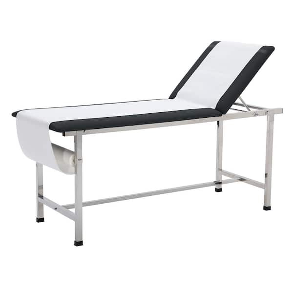 Vivacomfort 27.5 in. W x 31.4 in. H Adjustable Exam Therapy Table Bed with Paper Dispenser with Adjustable Swivel Stool in Black