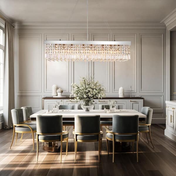 WDETR 40 in. 8-Light Chrome color Modern Crystal Chandelier for Dining Room and Living Room