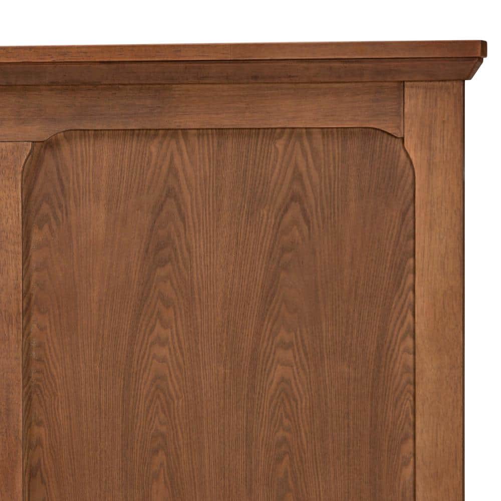 Ash Walnut Finished Wood Queen Size Headboard with Beveled Paneling