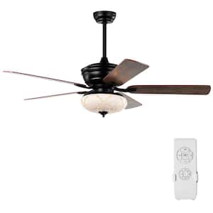 52 in. Indoor Black Ceiling Fan with 3 Wind Speeds 5 Reversible Blades and Remote Control