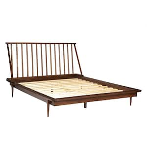 Spindle Back Solid Wood Queen Bed in Walnut