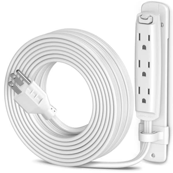 25 ft. 16 / 3 Light Duty Indoor Extension Cord with Eyelet and Mount 3-Outlet 13 Amp White