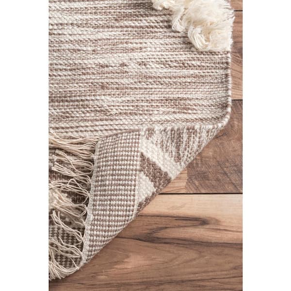 Savannah Moroccan Fringe Beige Doormat 2 ft. x 3 ft.  Area Rug