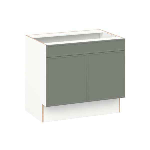 Fairview 36 in. W x 24 in. D x 32.5 in. H Assembled Slim Shaker Accessible ADA Sink Base Kitchen Cabinet in Moss Green