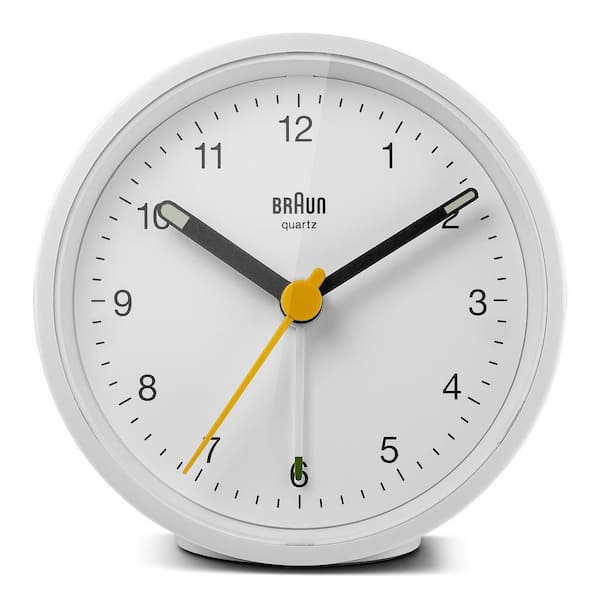 Braun Classic Analog Alarm Clock, Snooze and Light, Quiet Quartz Movement, Crescendo Beep Alarm in White