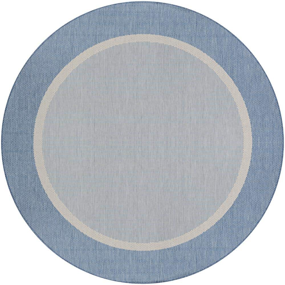 Couristan Recife Stria Texture Champagne-Blue 8 ft. x 8 ft. Round ...