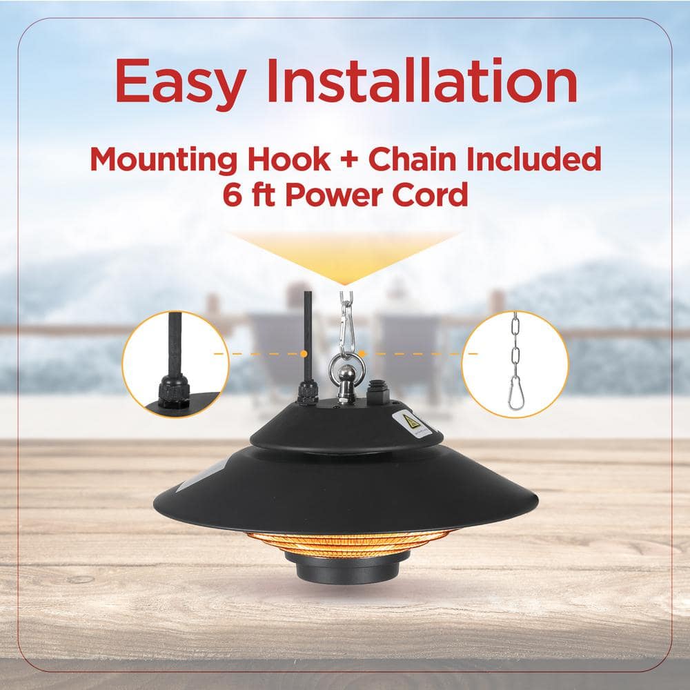 Black Electric Ceiling Mounted Patio Heater with Carbon Tube