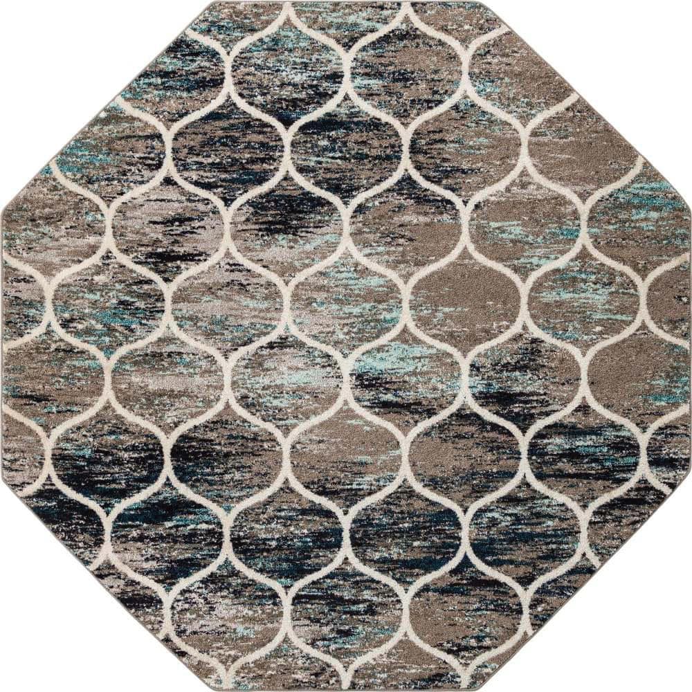 Trellis Frieze Rounded Blue Multi 7 ft. 10 in. x 7 ft. 10 in. Area Rug price history on PriceWatchPro