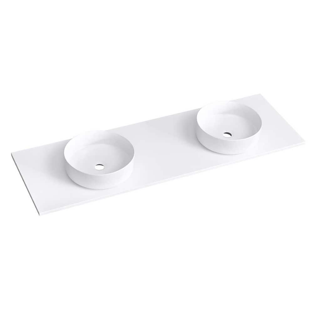 60 in. W x 19.48 in. D Quartz Vanity Top with Dual Round Vessel Sink in Super White price history on PriceWatchPro