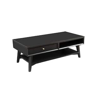 22 in. Black Rectangle Wood Top Coffee Table