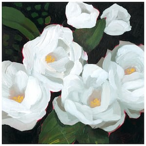 "White Blossom Serenity I" Flower Free Floating Reverse Unframed Printed Tempered Art Glass Wall Art 38 in. x 38 in.