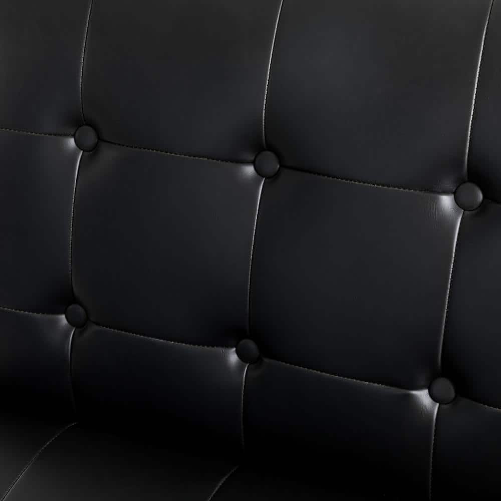 Modern Black Faux Leather Accent Chair with Metal Frame