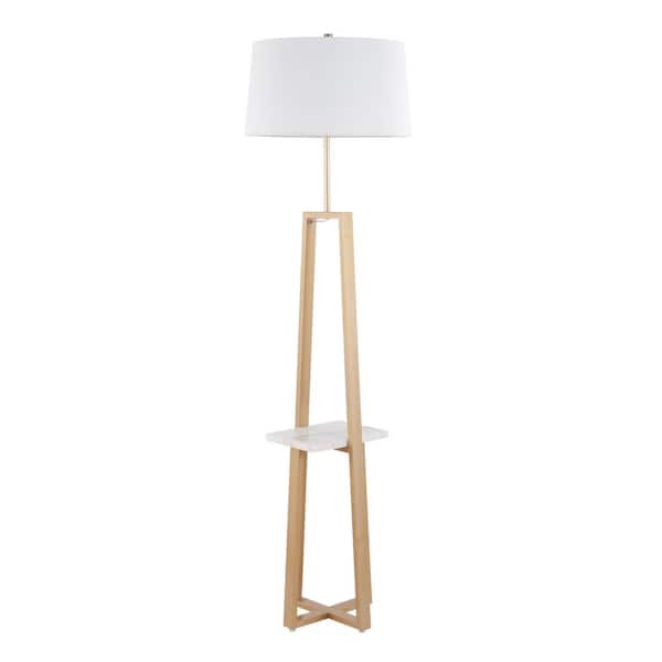 68 in. Gold Contemporary 1-Light Smart 1-Way (On/Off) Standard Floor Lamp for Living Room with Linen Drum Shade